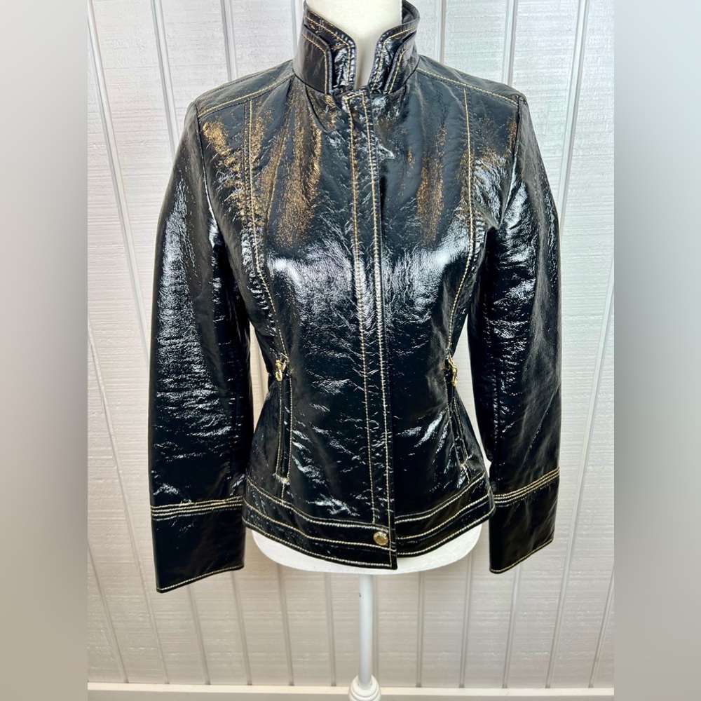 Laundry By Design Black‎ patent coat Size Med